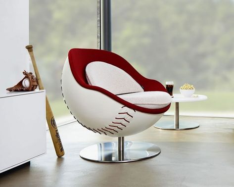 Out Of The Park Baseball Chair Baseball Chair, Sport Chair, Recreation Room, White Stool, Shabby Chic Table And Chairs, Office Chair Without Wheels, Green Armchair, Hammacher Schlemmer, Leather Recliner Chair