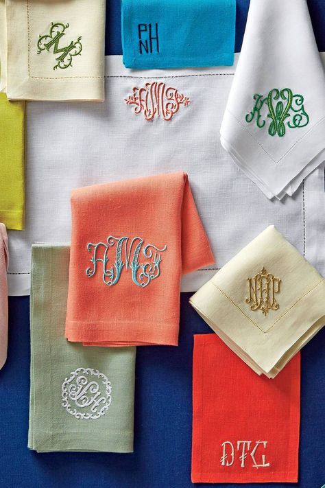 Machine Embroidery Gifts, Embroidering Machine, Embroidery Napkins, Monogrammed Linens, Monogrammed Napkins, Embroidered Napkins, Machine Embroidery Projects, Embroidery Monogram, Embroidered Monogram