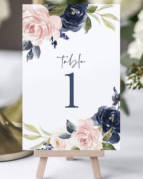 Baby Shower Bar, Navy Blush Weddings, Blue And Blush Wedding, Shower Bar, Wedding Theme Colors, Future Wedding Plans, Navy Blue Wedding, Head Table, Wedding Table Numbers