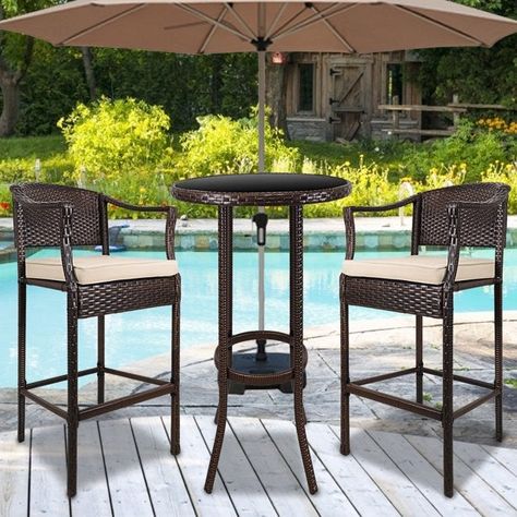 11 Top-Rated Patio Furniture Sets to Buy Before They Sell Out Bistro Patio, High Top Table, Chaise Haute Bar, Bistro Table Set, Rattan Rocking Chair, Glass Top Side Table, High Bar Stools, Outdoor Bistro, High Top Tables