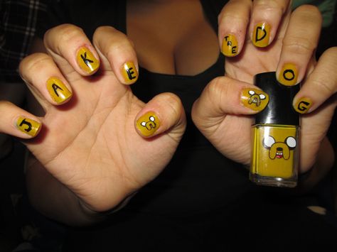 Adventure Time nails Characters On Nails, Adventure Time Nail Art, Weird Nail Art, Adventure Time Nails, Nails And Screws, Crazy Nails, Kawaii Nails, Funky Nails, Dope Nails