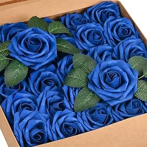 HappyHapi 50Pcs Artificial Flowers Roses Bulk Royal Blue Foam Fake Roses with Stems for Wedding, Bridal Shower Decorations Fake Flowers Centerpieces Tables Decorations Fake Flowers Centerpieces, Fake Flower Centerpieces, Tables Decorations, Fake Roses, Flowers Centerpieces, Carnival Birthday Parties, Carnival Birthday, Rose Decor, Artificial Roses