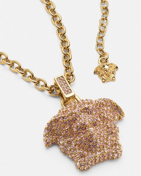 Versace La Medusa Crystal Necklace for Women | US Online Store Pink Versace, Medusa Pendant, Versace Necklace, Versace Gold, Versace Jewelry, Appointment Book, Luxury Clothing, Fashion Luxury, Necklace For Women