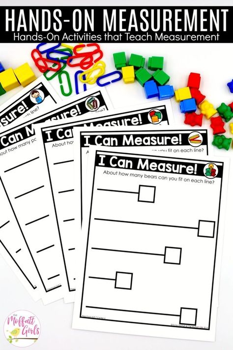 Teaching non-standard measurement to Preschool students allows them to communicate their reasoning and mathematical thinking in a simple, yet fun, Preschool Measurement, Measurement Preschool, Kindergarten Measurement Activities, Preschool Math Curriculum, Measurement Lessons, Teaching Measurement, Measurement Kindergarten, Counting Bears, Measurement Worksheets