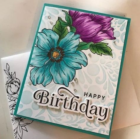 7 Beautiful Projects by Altenew Fans This Month! | Caught by Altenew: March 2021 - Altenew Blog 2 Happy Birthday, Special Birthday Cards, Altenew Cards, Creative Card, White Panel, Hello Cards, Floral Image, Hand Of Cards, Cards Ideas