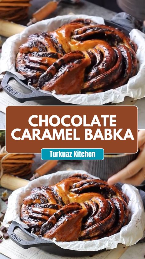 Turkuaz Kitchen Chocolate Caramel Babka Easy Babka Recipe, Chocolate Babka Knots, Easy Chocolate Babka Recipe, Chocolate Orange Babka, Babka Chocolate, Chocolate Babka Recipe, Babka Bread, Babka Recipe, Chocolate Babka