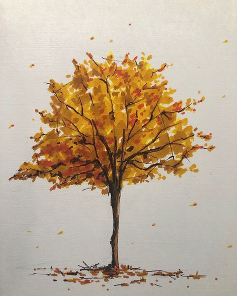 Tree Painting Autumn, Tree Drawing Fall, Fall Tree Sketch, Autumn Trees Illustration, Watercolour Autumn Trees, Autumn Trees Painting Acrylic, How To Paint Fall Trees, Autumn Trees Drawing, Fall Tree Watercolor