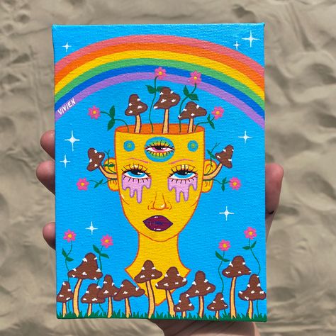 Trippy Drawings, Friend Painting, Trippy Painting, Hippie Painting, Acrylic Painting Flowers, Simple Canvas Paintings, Art Drawings Sketches Pencil, Canvas Painting Designs, Found Art