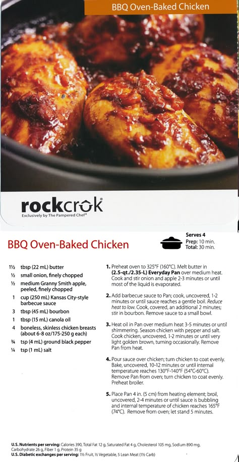 Rock Crok BBQ Oven Baked Chicken Rockcrok Recipes, Rock Crock Recipes, Crock Meals, Pampered Chef Party, Oven Baked Chicken Breasts, Chicken Breast Recipes Baked, Pampered Chef Consultant, Pampered Chef Recipes, Dutch Oven Recipes