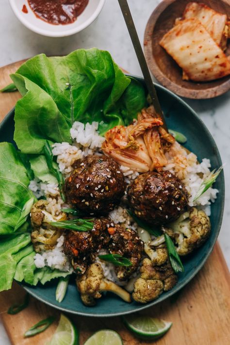 Korean Bulgogi Meatballs — Honeysuckle Bulgogi Meatballs, Rice And Kimchi, Meatballs With Rice, Korean Meatballs, Korean Beef Bulgogi, Korean Bulgogi, Asian Meatballs, Meatballs And Rice, Appetizer Meatballs