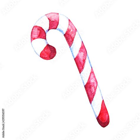 Christmas Candy Cane Drawing, Candy Cane Watercolor, Christmas Candy Drawing, Candy Cane Drawing, Candy Cane Cartoon, Candy Canes Drawing, Candy Cane Illustration, Hello 2023, Candy Drawing