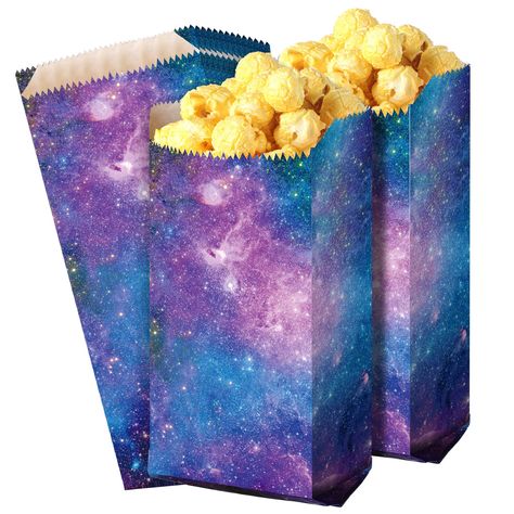 Outer Space Party Favors, Space Party Favors, Paper Popcorn, Space Party Decorations, Galaxy Party, Sweet Popcorn, Space Theme Party, Outer Space Party, Popcorn Party