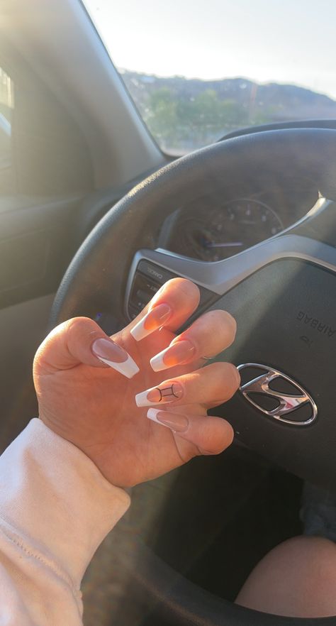 #nails #acrylic #frenchnails #frenchtipnails #gemini #gemininails #fashion #astheticfeed #aesthetic #tiktok Blue Gemini Nails, Gemini Nails Ideas, Gemini Inspired Nails, Aesthetic Birthday Nails, Birthday Nails Gemini, Gemini Nails Designs, Gemini Nail Ideas, Anime Nails Acrylic, Gemini Birthday Nails