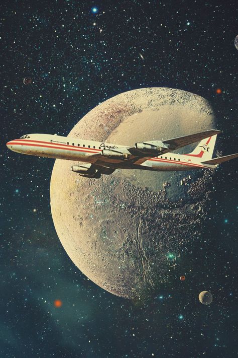 Illustration by Frank Moth. space travel art, space travel aesthetic, collage art, collage art mixed media Millenials Aesthetic, Space Travel Aesthetic, Collage Travel, Travel Aesthetic Wallpaper, Space Collage Art, Space Collage, Space Aesthetic Collage, Astronomy Collage, Retro Space Aesthetic