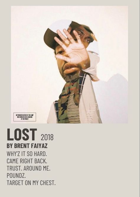 Stuff Aesthetic, Album Prints, Minimal Music, Lost Poster, Minimalist Music, Brent Faiyaz, Music Poster Ideas, Vintage Music Posters, Cool Album Covers