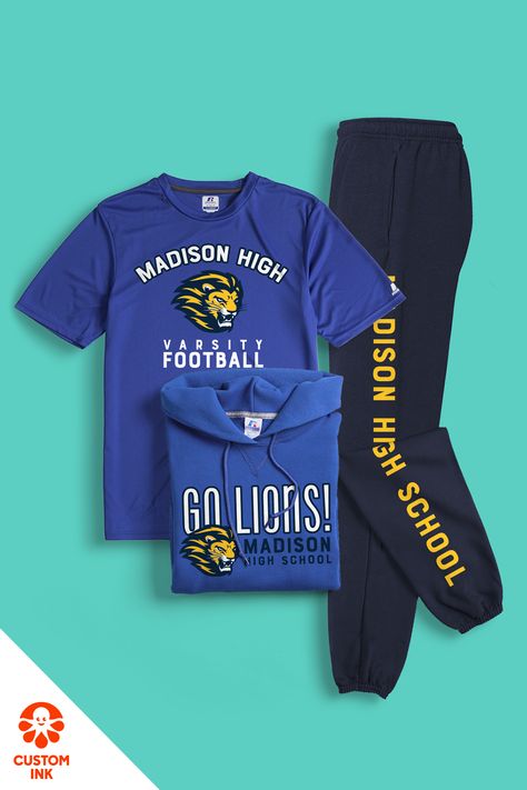 School Merchandise Ideas, Asb Ideas, Merchandise Ideas, Spirit Gear, School Shirt Designs, Booster Club, Merch Ideas, Wear Store, Athletic Gear