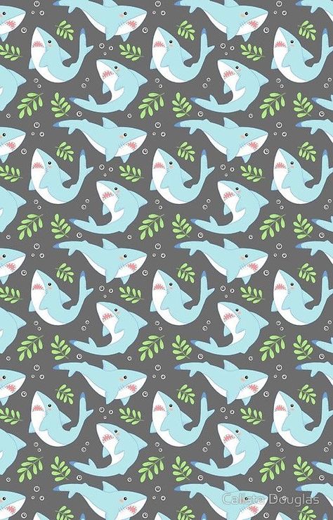 Shark Background, Shark Wallpaper, Shark Pattern, Cute Shark, Cute Patterns Wallpaper, Kawaii Wallpaper, Cute Backgrounds, Fantasy Illustration, Animal Wallpaper