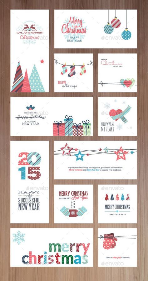 Set of flat design Christmas and New Year greeting cards and banners. The set can be used for several purposes like: websites banners and badges, printed materials – greeting cards, gift tags, labels, stickers, ads, promotional materials.: Merry Christmas Love, New Year Greeting, Happy Merry Christmas, Christmas Card Inspiration, 카드 디자인, Christmas Graphics, New Year Greeting Cards, Christmas Poster, New Year Greetings