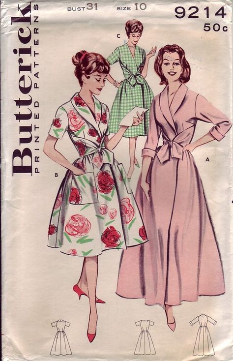 1950s Sewing Patterns, Patron Vintage, Lingerie Vintage, Robes Vintage, Look Retro, Vintage Dress Patterns, Motif Vintage, Retro Mode, Couture Vintage