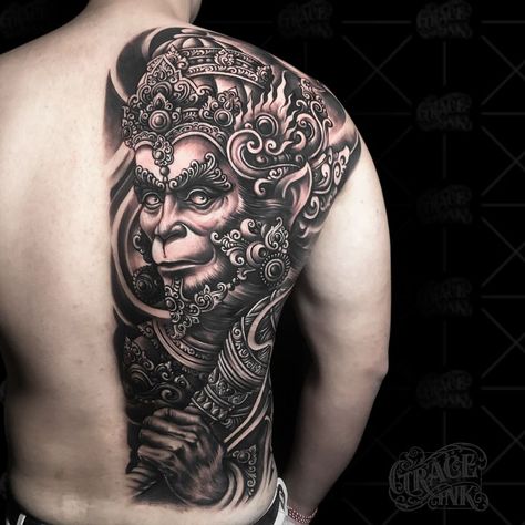 Halfback Tattoo Design, Lord Hanuman Tattoo Design, Balinese Tattoo Design, Tattoo Balinese, Hanuman Tattoo Design, Indonesian Tattoo, Balinese Tattoo, Hanuman Tattoo, Balinese Style