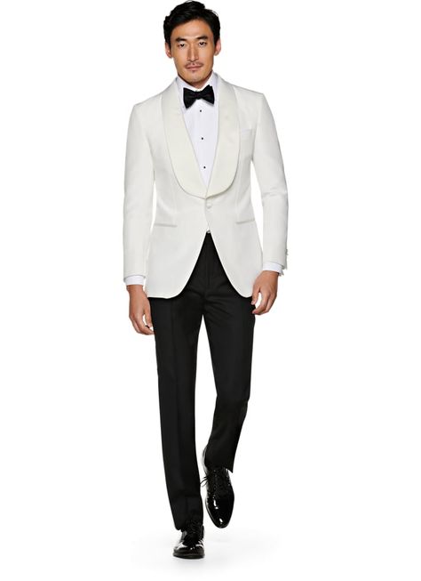 Jacket White Plain Washington Shawl Tuxedo C1294i | Suitsupply Online Store Shawl Tuxedo, White Tuxedo Jacket, White Wedding Suit, Dress Jackets, White Tux, Suit Supply, Wool Jackets, White Tuxedo, Business Suits