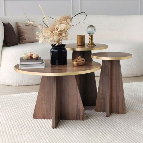 Wooden Nesting Tables Living Room, Middle Table Living Room, Modern Coffee Tables Living Rooms, Circle Center Table, Side Round Table, Round Centre Table, Wooden Center Table, Latest Coffee Tables, Round Living Room Table