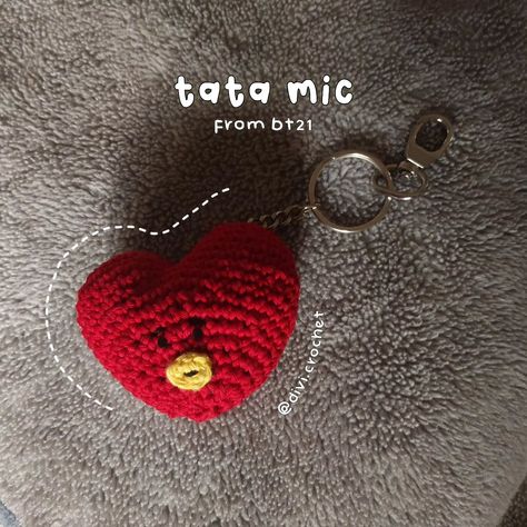 any BTS fans in here?? I used to have a huge crush on V (Kim Taehyung from BTS) when in my teenage times! Now this custom order has made me reminisce all the time I've spent thinking over some impossible things along with my friends! So this is Tata mic, a character from Bt21 that represents Taehyung. I've made this a keychain as well as a bag charm! What do you think about this? Let me know in the comments which character I should try next? #crocheted #taehyung #tae #v #bts #bt21 #indi... Bts Crochet, Tata Mic, Bts Bt21, With My Friends, V Kim Taehyung, Bts Fans, V Bts, A Bag, Kim Taehyung