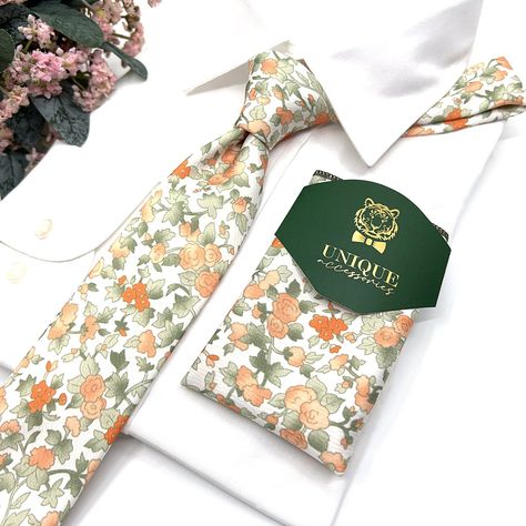 Dusty Green Floral Neckties Pale Orange Floral Tie Wedding - Etsy New Zealand Floral Tie Groomsmen, Floral Tie Wedding, Floral Necktie, Wedding Tie, Dusty Green, Orange Tie, Pale Orange, Tie Gifts, Wedding Suit