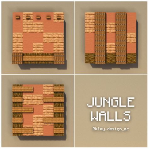 Minecraft Jungle Interior, Jungle Themed Minecraft Builds, Jungle Wood Builds Minecraft, Jungle Wood Block Pallete Minecraft, Minecraft Jungle Block Pallete, Minecraft Jungle House Easy, Mc Jungle Builds, Jungle Build Minecraft, Minecraft Jungle Pallete