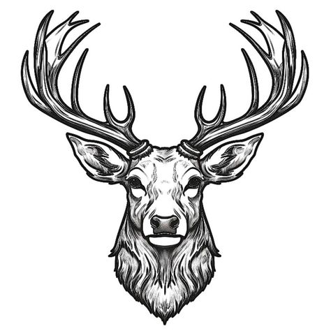 Buck Head Tattoo, Small Western Tattoos, Antler Drawing, Deer Head Tattoo, Deer Tattoo Designs, Western Tattoos, Mandala Wallpaper, Head Tattoo, Deer Tattoo