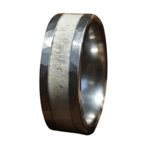 Tungsten Deer Antler Ring with Hammered Edge - Rugged and Strong for the Man's man in your life! Antler Engagement Ring, Deer Antler Wedding Rings, Deer Antler Wedding Band, Antler Wedding Ring, Deer Antler Wedding, Antler Wedding Rings, Antler Rings, Camo Rings, Deer Antler Ring