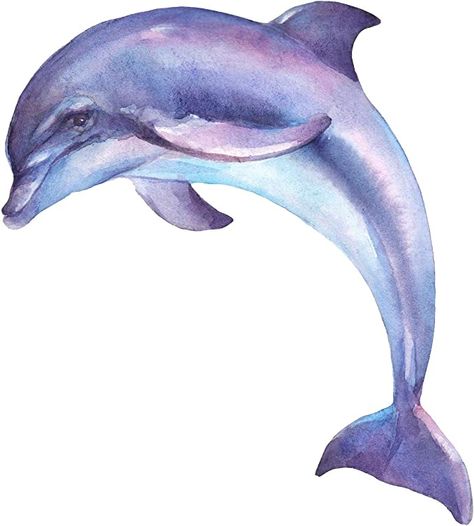 Sea Kids Room, Purple Dolphin, Dolphin Watercolor, Dolphin Drawing, Dolphin Painting, Dolphin Art, Cute Watercolor, Girls Nursery, Watercolor Walls