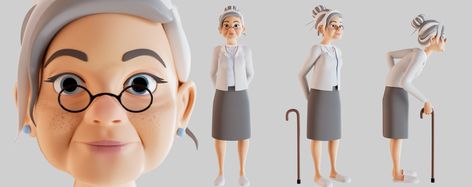 Cartoon Grandma, Cute Grandma, Character Rigging, Video Websites, Old Granny, Character Animation, Old Lady, Animated Characters, Cinema 4d