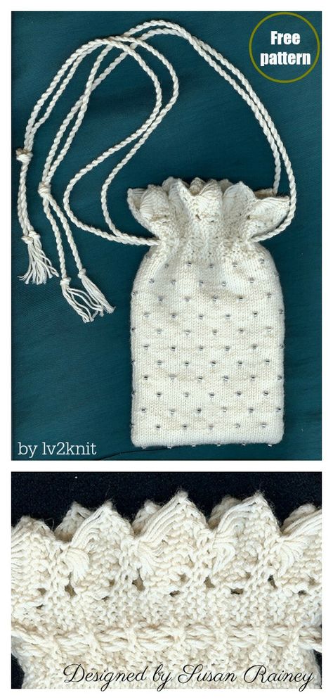 Beaded Wedding Purse Free Knitting Pattern  #knittingbag  #pouchbag  #pouchpattern #freeknittingpattern #giftbags Wedding Knitting, Crochet Bag For Wedding, Wedding Knitting Patterns, Bead Knitting, Knitted Wedding Gifts Ideas, Crochet Bridal Purse Pattern Free, Knit Wedding Gift, Knitted Purse, Gold Handmade Crochet Bag For Wedding