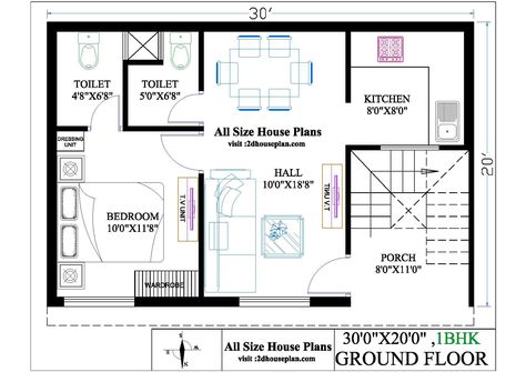 30 By 20 House Plans, 30 X 20 House Plans, 600 Sqft House Plan, 20 30 House Plan, 20 X 30 Floor Plan Layout, 30x20 House Plans, 20×30 House Plan, 600 Sq Ft House Plans, Contemporary Small House