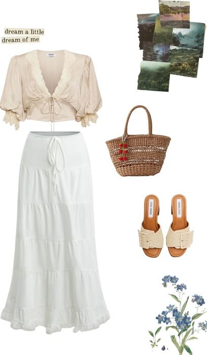 cottagecore Outfit | ShopLook Cottagecore Beach Outfit, Cottagecore Summer Outfits, Aesthetic Cute Outfits, Cottage Core Clothing, Clothing Collage, Cottagecore Beach, Farm Aesthetic, Enchanted Party, Cottagecore Summer