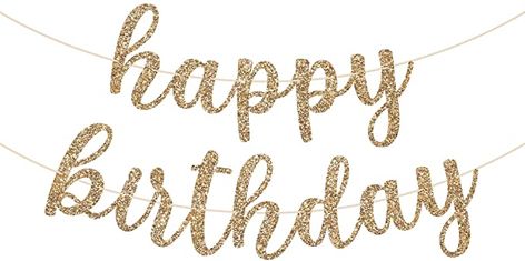 Happy Birthday Script, Gold Bachelorette Party Decorations, Script Banner, Neon Party Supplies, Glitter Birthday Party, Gold Birthday Party Decorations, Gold Glitter Party, Gold Bachelorette Party, Happy Birthday Rose