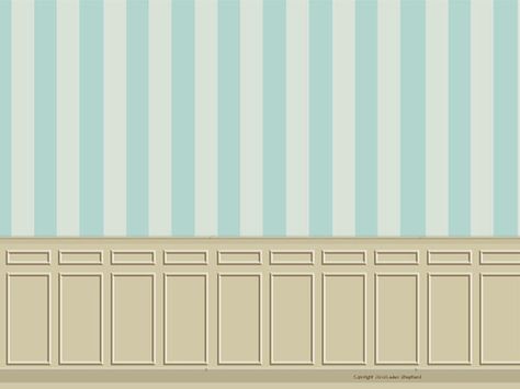 Printable roombox backdrop with beige wainscoting and a blue and beige striped wallpaper in dolls house scale. Printable Dollhouse Wallpaper, Doll Wallpaper, Wallpaper Printable, Printable Dollhouse, Dollhouse Wallpaper, Doll House Wallpaper, House Wallpaper, Dollhouse Printables, Miniature Printables