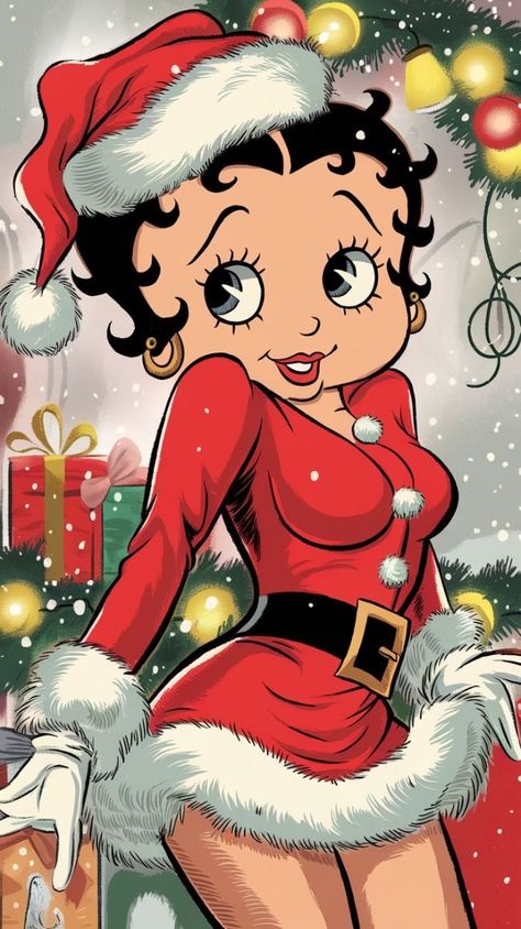 Betty Boop Christmas Wallpaper, Betty Boop Dog, Betty Cartoon, Betty Boop Christmas, Betty Boop Dress, Betty Boop Halloween, Ny Nails, Betty Boop Classic, Happy Christmas Eve