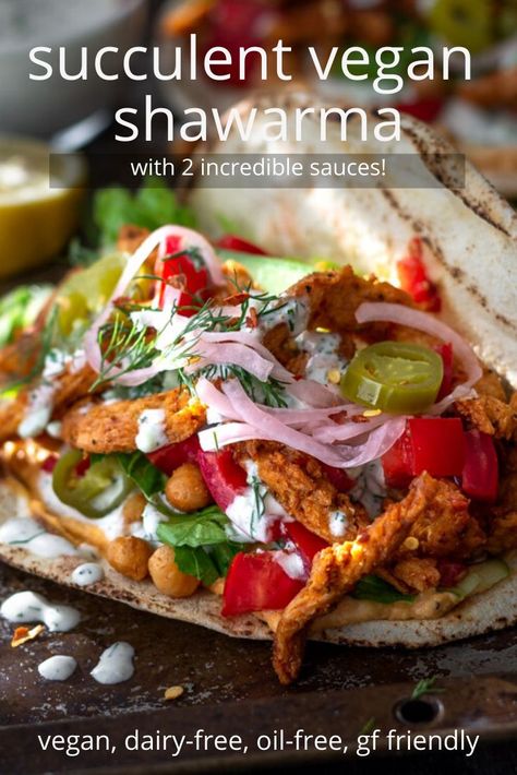 Vegan Shawarma, Shawarma Wrap, Soy Curls Recipes, Chicken Shawarma Wrap, Crunchy Chickpeas, Vegan Sandwiches, Monte Cristo Sandwich, Shawarma Recipe, Soy Curls