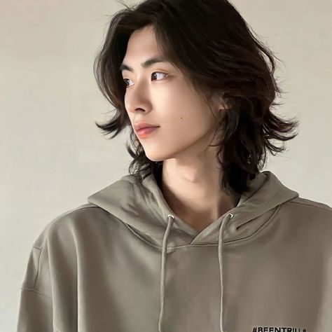 20 Most Stunning Korean Men's Hairstyles To Embrace Chic Trends Long Hair Men Layers, Men’s Long Haircut Straight, Longer Masculine Haircuts, Men Layered Haircut Guys Long Hair, Mens Wolf Cut Hair Long, Asian Men Long Hairstyle, Wolf Cut Men Long, Long Male Hairstyles, Shoulder Length Hair Men