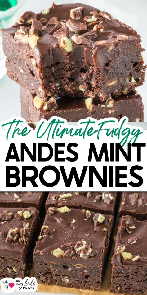 Andes Mint Brownies Mint Icing For Brownies, Chocolate Mint Pie Recipes, Andes Brownies, Andes Mint Fudge Recipe, Andes Mint Brownies, Andes Mints Brownies, Mint Bars, Mint Chocolate Brownies, Mint Brownies Recipe