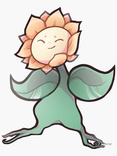 "sunflower" Sticker by hyenor | Redbubble Sunflower Character, Types Of Sunflowers, Sunflower Sticker, Inktober 2024, Type Pokemon, Game Assets, Sticker Design, Sunflower, Vinyl Sticker