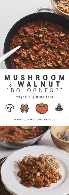 A vegan, spicy take on a great italian classic. 100% plant-based, healthy and delicious! #vegan #recipe #easy Walnut Bolognese, Resep Pasta, Cremini Mushrooms, God Mat, Vegan Pasta, Food List, Vegan Recipe, Vegan Cooking, Hearty Meals