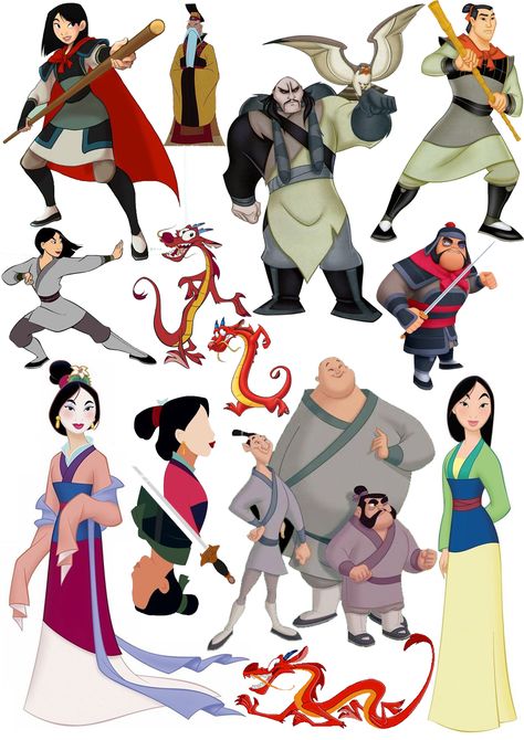 Mulan Characters Mulan Character Design, Mulan Characters, Disney Characters Mulan, Mulan Cosplay, Mulan Outfit, Disney Crochet, Mulan Mushu, Trip Bag, Chinese Outfit