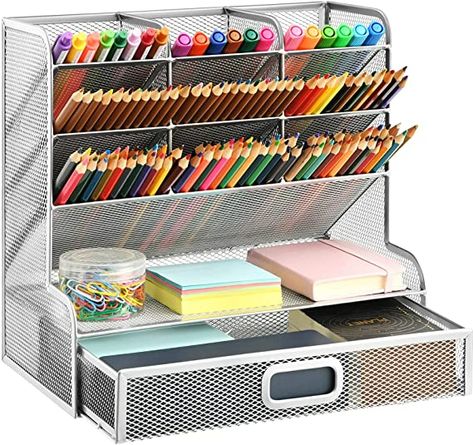 Stationary Organizer, Organizer For Desk, Desk Gadgets, Stationary Storage, Pen Organizer, Desk Caddy, Home Office Art, Stationary Organization, Desk Organizer Set