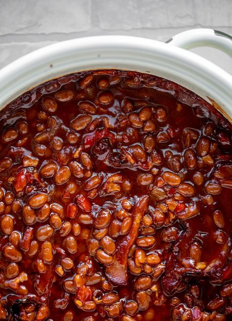 Baked Beans Recipe - Our Favorite Baked Beans Recipe Smokey Beans Recipe, Smokey Baked Beans Recipe, Grandmas Baked Beans Recipe, Smokey Baked Beans, Saucy Beans, Loaded Baked Beans, Canned Baked Beans, Best Baked Beans, Easy Baked Beans