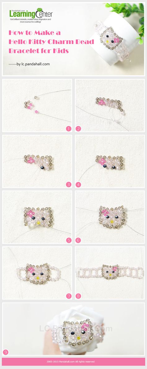 Hello Kitty Bracelet Pattern, Hello Kitty Bracelet, Make A Bird, Charm Bead Bracelet, Hello Kitty Charm, Panda Hall, Diy Hello Kitty, Seed Bead Crafts, Hello Kitty Jewelry