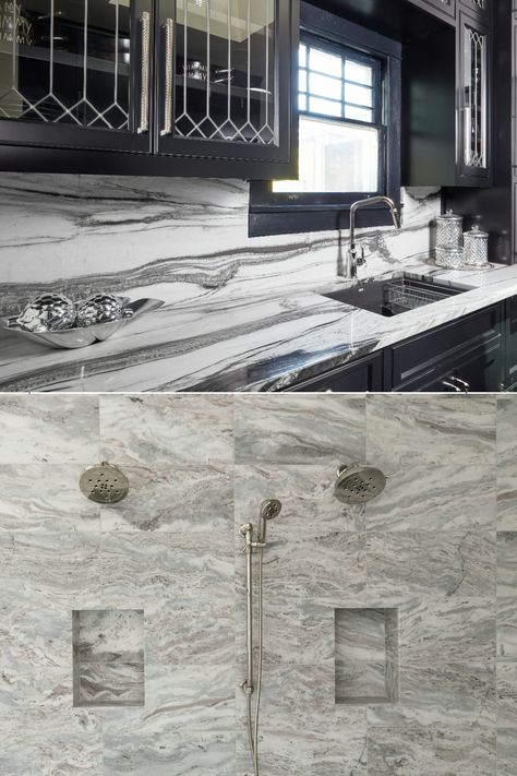 Our Fantasy marbles come in several breathtaking colors and a variety of finishes. Due to their hardness, these are well-suited for kitchen countertop use. Tap the photo to learn more. Featured Products: Top Image - Fantasy Zebra Marble, Bottom Image - Fantasy Brown Satin 12 x 24 Bold Marble Countertops, Heavy Vein Marble Kitchen, Dark Vein Marble Kitchen, White Marble With Brown Veins, Fantasy Brown Marble Countertops, Zebra Marble, Unique Tile Patterns, Fantasy Brown, Arizona Tile