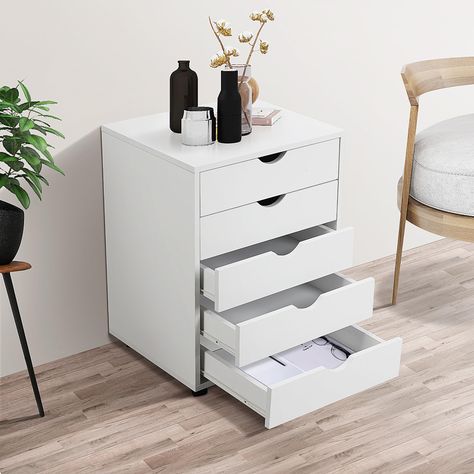 PRICES MAY VARY. Wood Strong Adaptability===5 drawer storage organizer is suitable for most tables. You can place it next to or even below the table, or it can also serve as a bedside table. Simple black and white colors can blend well into any area of your office, bedroom, study, etc. Adequate Space===The multifunctional file cabinet provides you with multi classification and large capacity storage space. The five layer drawer design makes it easy to classify and label documents, keeping your o 5 Drawer Storage, Office File Cabinets, Wood File, Wood Office, Cabinet Wood, Office Storage Cabinets, Printer Stand, 5 Drawer Dresser, Mobile File Cabinet